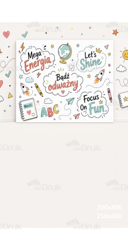 Tło fotograficzne „Mega energia – szkolne doodle” | 4192